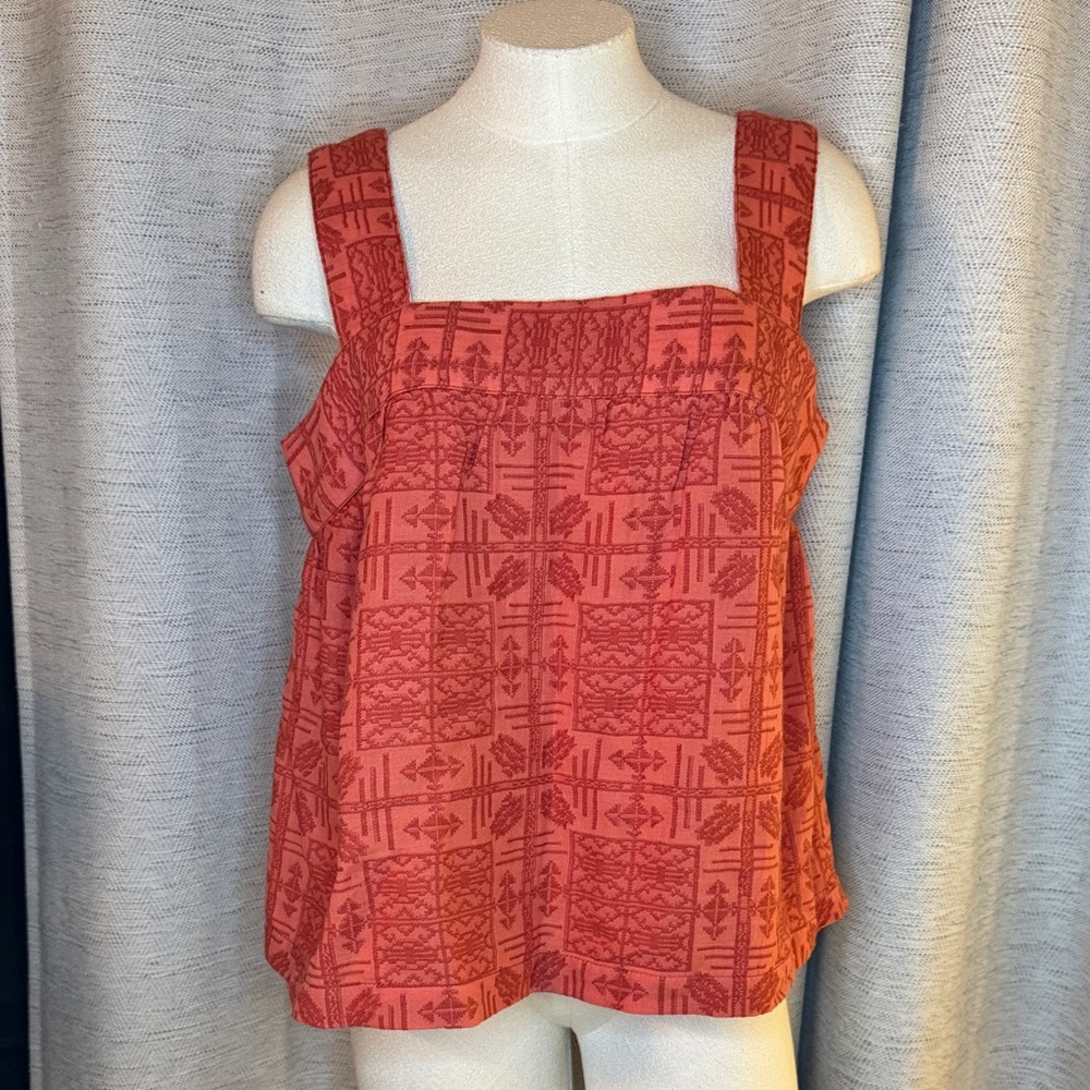 Anthropologie Rust colored Geometric Cotton Blouse